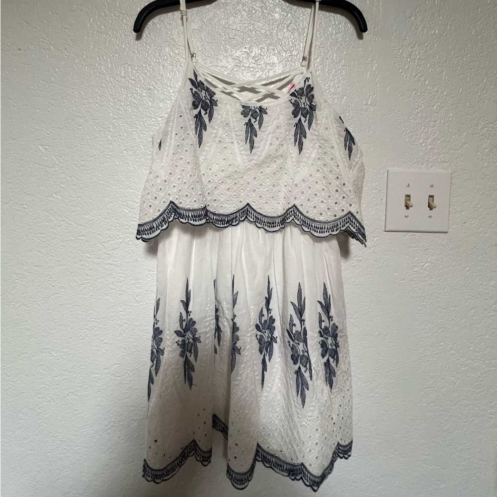 Chelsea & Violet White and Blue Embroidered Camisole